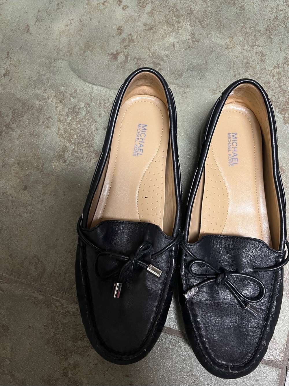 MICHAEL Michael Kors Black Leather Bow Loafers